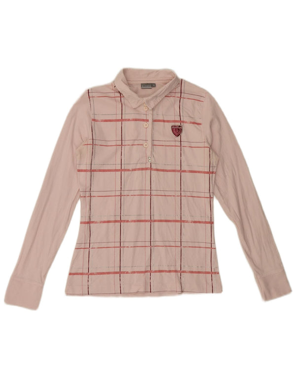 Diadora Polo à manches longues pour femme UK 12 en coton à carreaux rose moyen