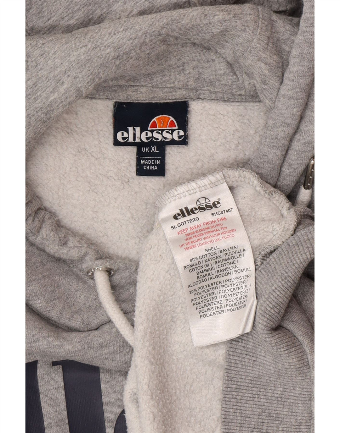Ellesse Pull à capuche graphique XL Gris Coton Homme