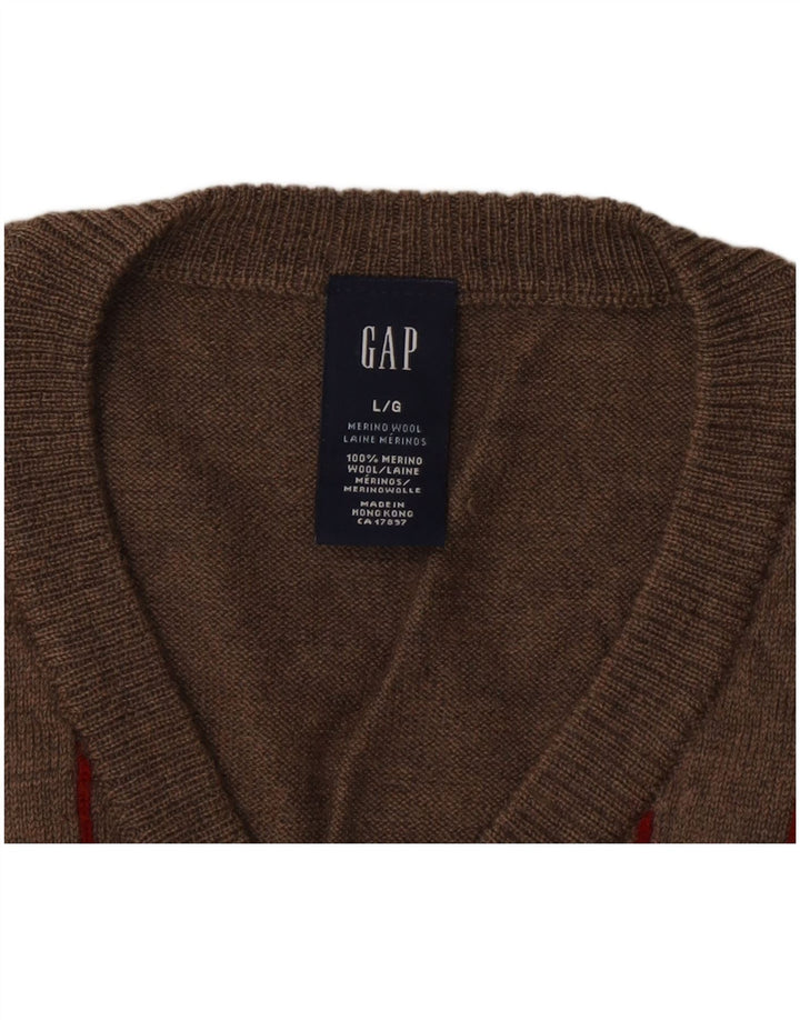 Gap Pull col V pour homme en laine mérinos à rayures grises