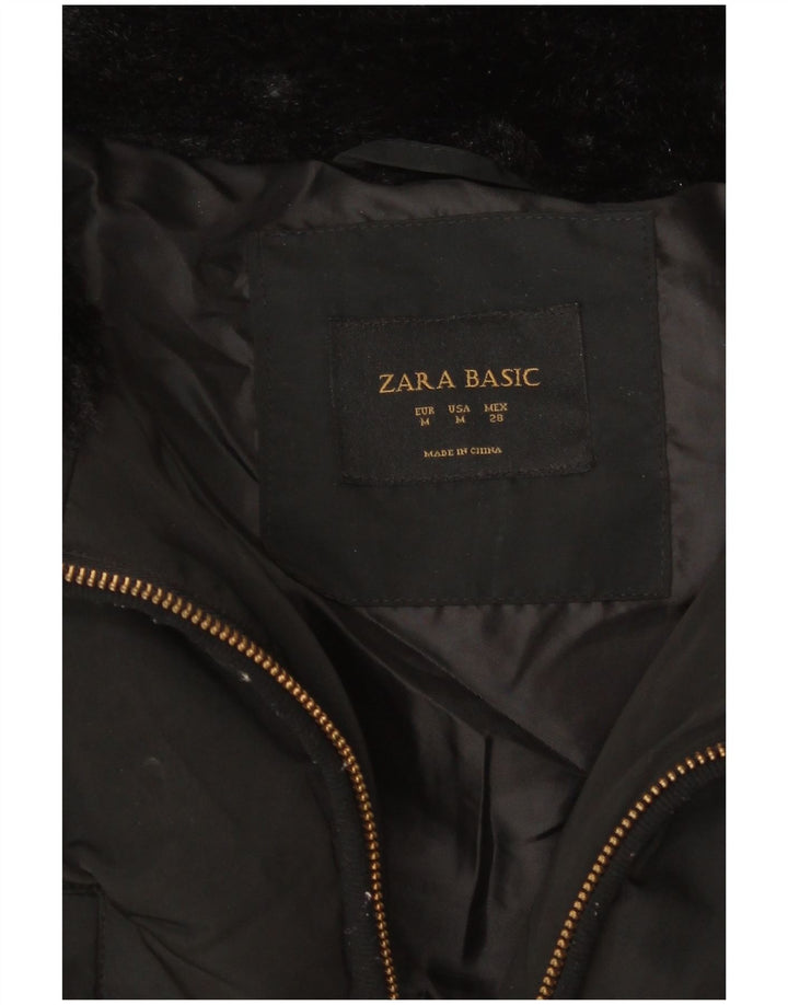 Zara Manteau rembourré pour femme UK 12 Medium Noir