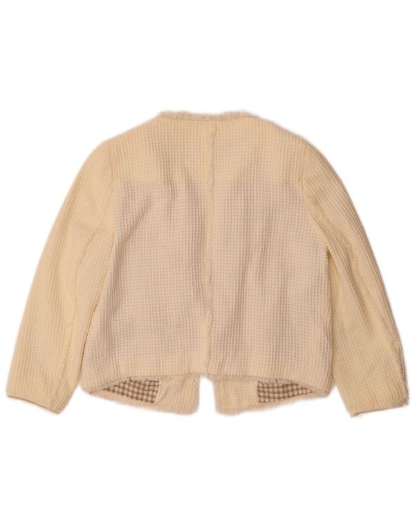 Zara Veste boléro ouverte à manches 3/4 pour femme UK 10 Small Off White Cotton