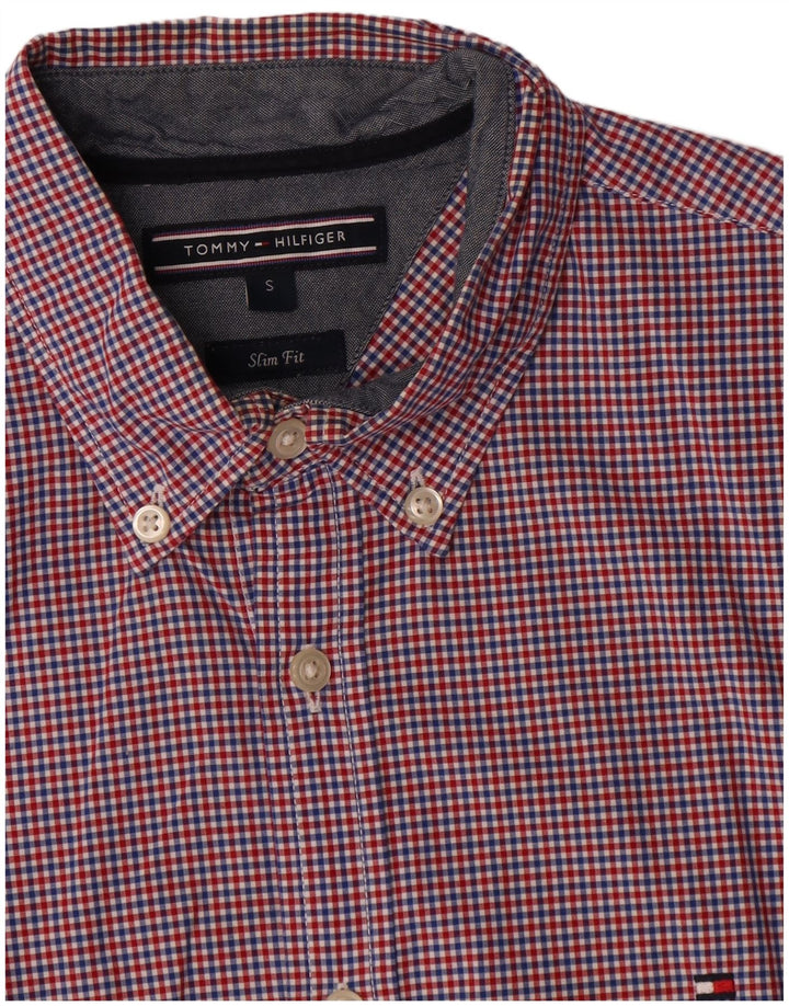 Tommy Hilfiger Chemise Slim Fit pour Homme en Coton Vichy Rouge Petit