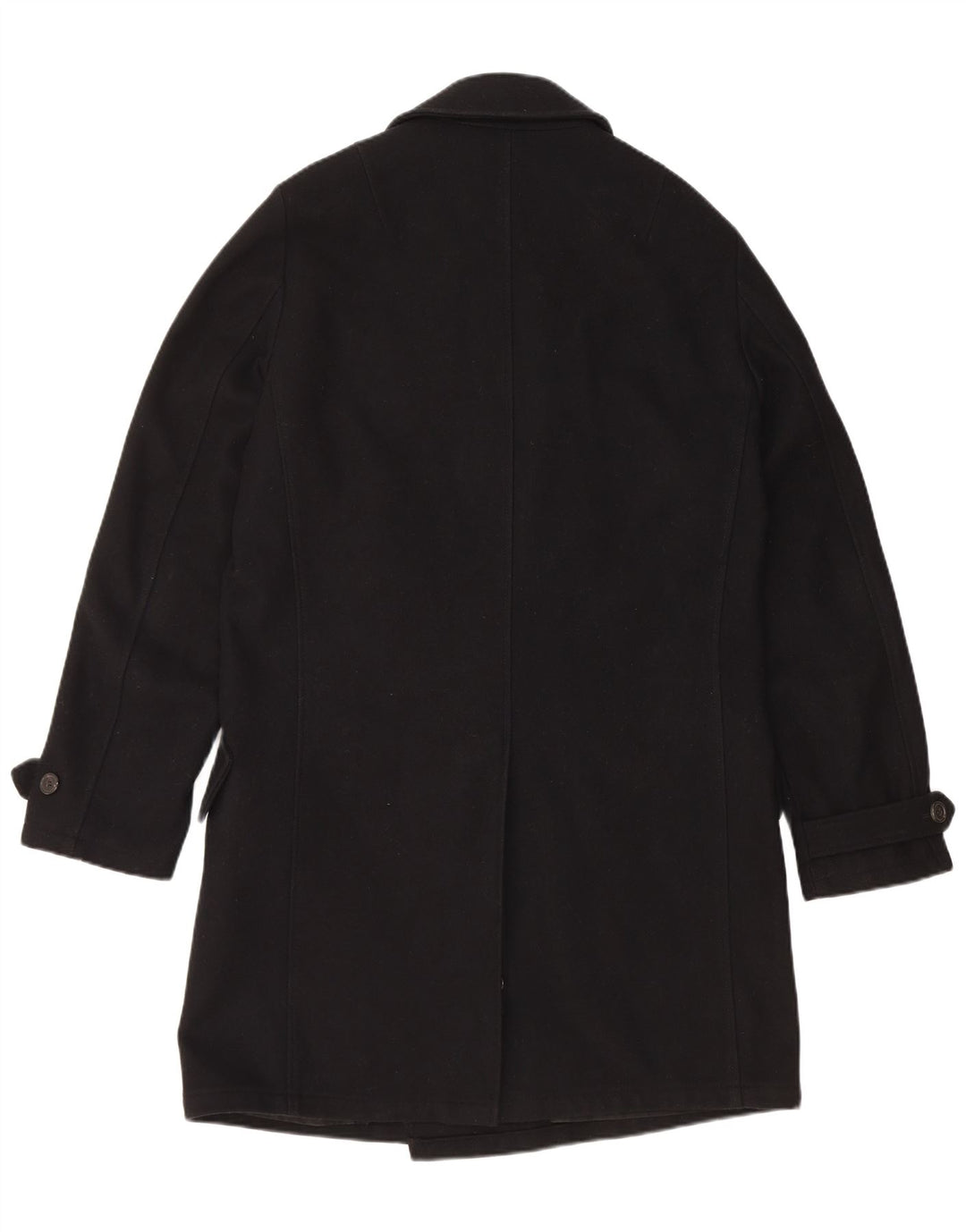 HUGO BOSS Manteau à double boutonnage pour hommes UK 38 Laine vierge noire moyenne