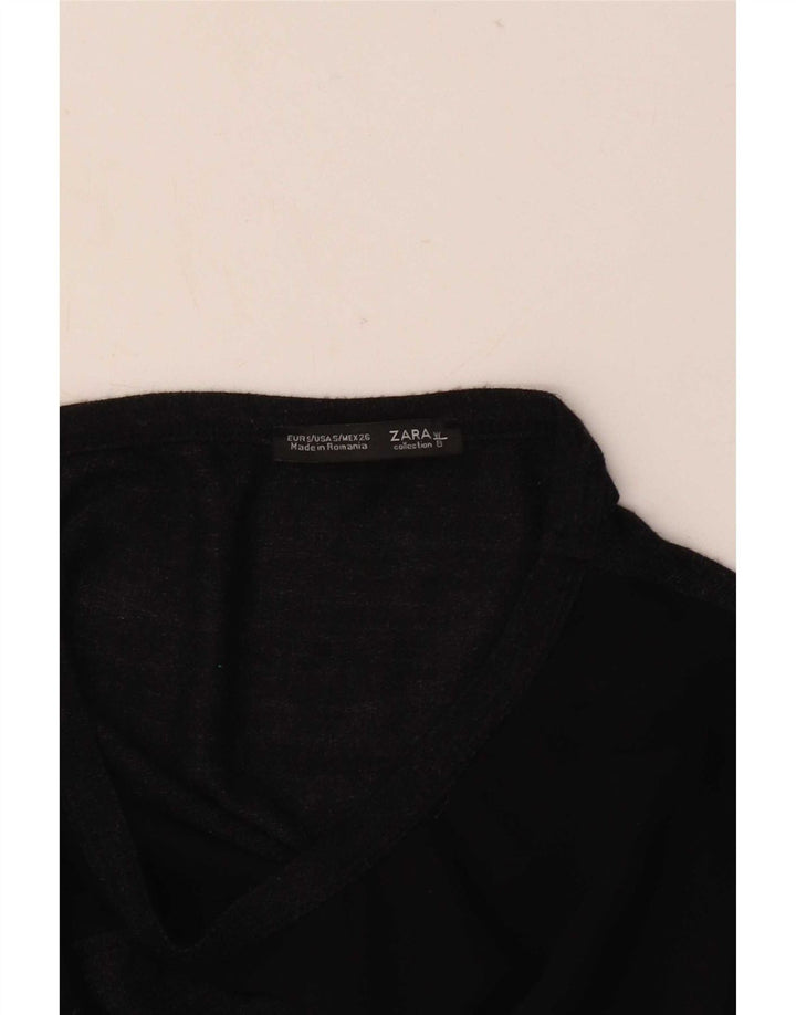 Zara Femme Haut Oversize Manches Longues UK 10 Petit Gris Colorblock