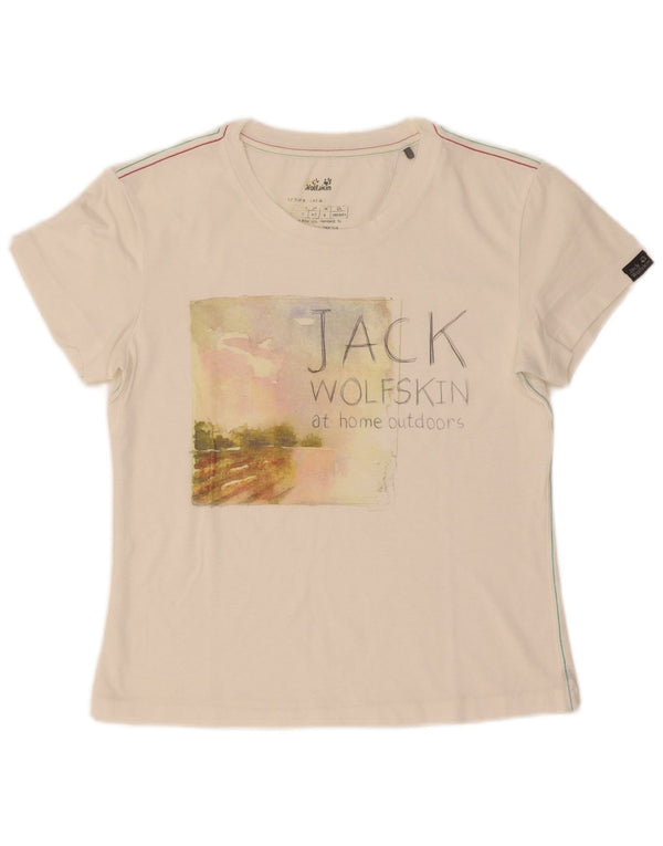 Jack Wolfskin T-shirt graphique pour femme UK 6 XS Blanc