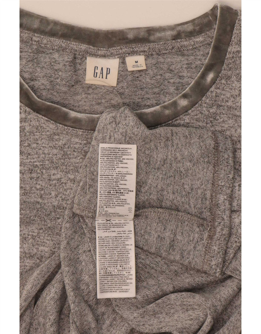 Gap T-Shirt Femme Top UK 44 Gris Moyen Polyester