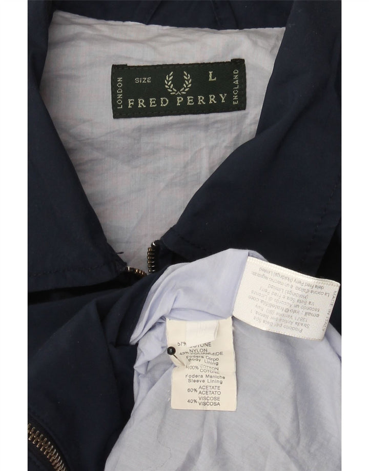 FRED PERRY Veste Bomber Homme UK 40 Large Bleu Marine Coton