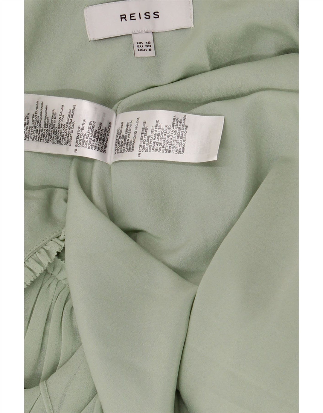 Reiss Robe Slip Femme UK 10 Petit Vert Polyester