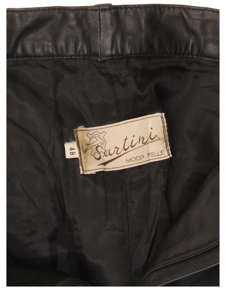 VINTAGE Pantalon droit en cuir pour homme IT 48 Medium W32 L31 Noir