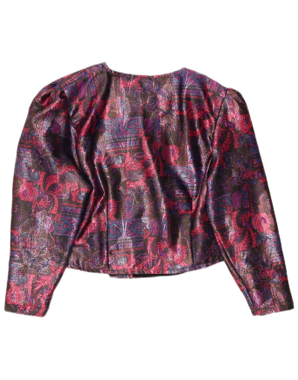 vintage Womens Crop 4 Button Blazer Jacket UK 16 Grand Floral Multicolore
