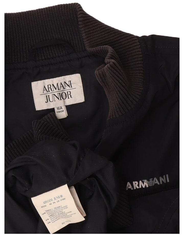 ARMANI JUNIOR Blouson Bomber Garçon 15-16 ans Bleu Marine Polyester