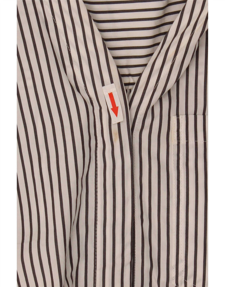 Marks & Spencer Chemise pull pour femme UK 16 Grand coton rayé blanc