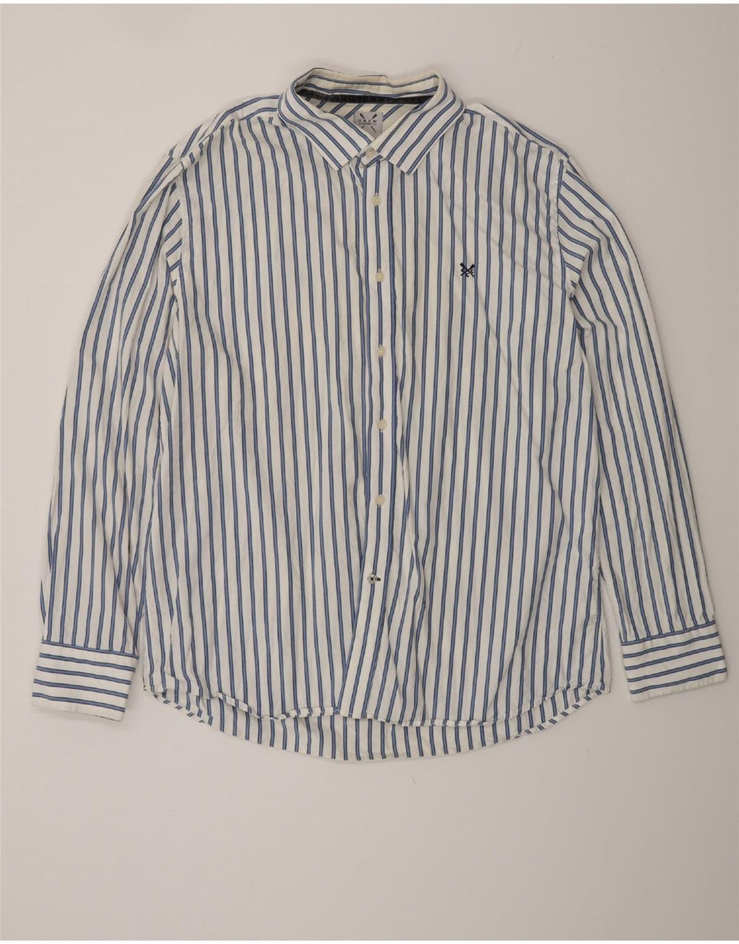 Crew Clothing Chemise coupe classique pour homme 2XL en coton rayé blanc