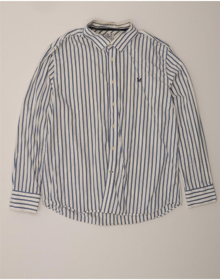 Crew Clothing Chemise coupe classique pour homme 2XL en coton rayé blanc