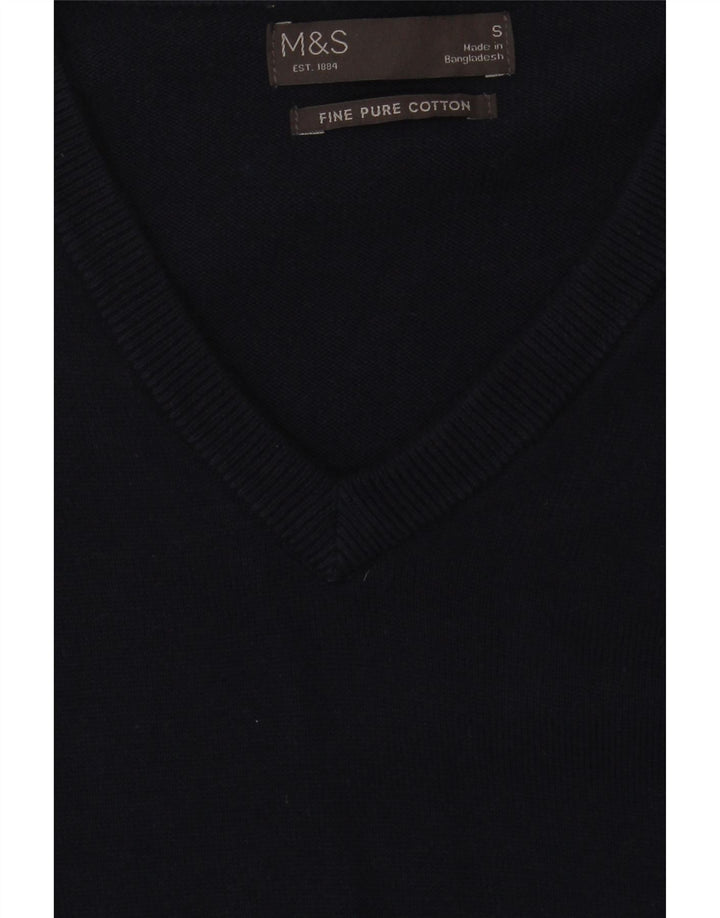 Marks & Spencer Pull col V pour homme en coton bleu marine Taille S