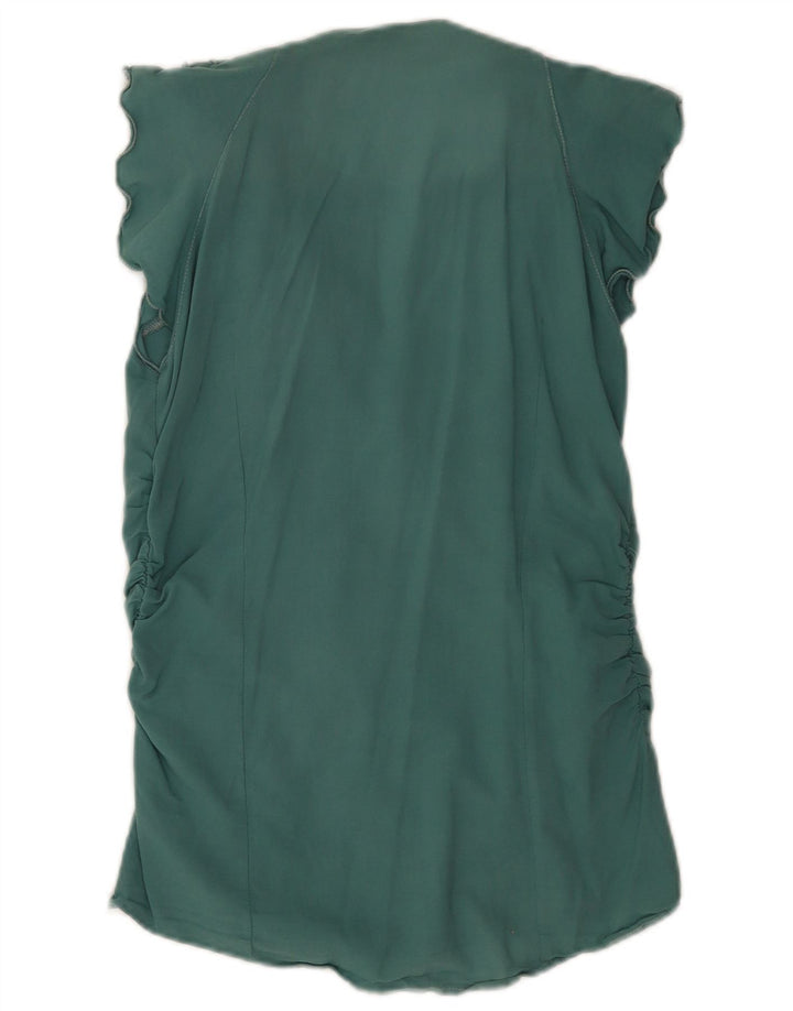 Pinko Chemisier à manches courtes et volants sur le devant pour femme Vert moyen UK 12