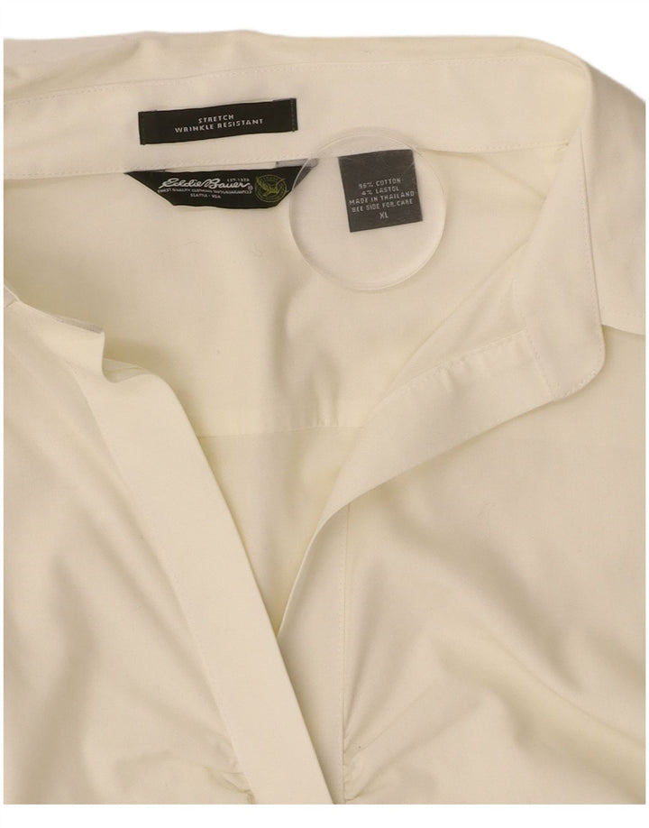 EDDIE BAUER Chemisier à manches 3/4 pour femme UK 18 XL en coton blanc