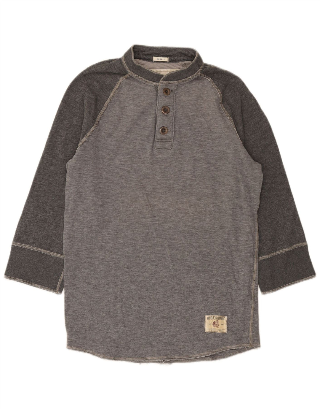Abercrombie & Fitch Haut à manches 3/4 pour homme en coton gris grand
