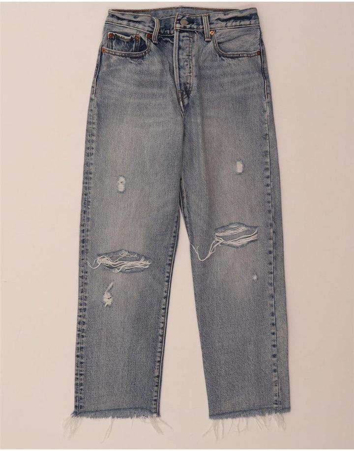LEVI'S Womens Distressed Cropped Jeans W29 L25 Blue Cotton Vintage Levi's and Second-Hand Levi's from Messina Hembry 