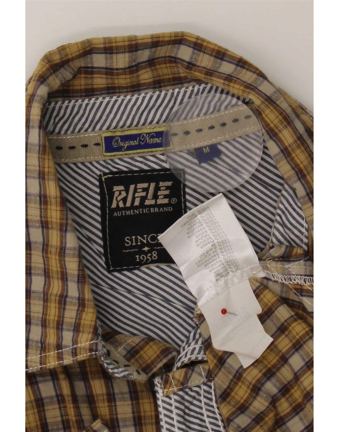 Rifle Chemise graphique à manches courtes pour homme en coton à carreaux jaune moyen