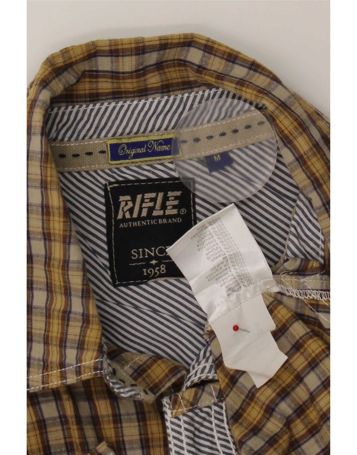 Rifle Chemise graphique à manches courtes pour homme en coton à carreaux jaune moyen