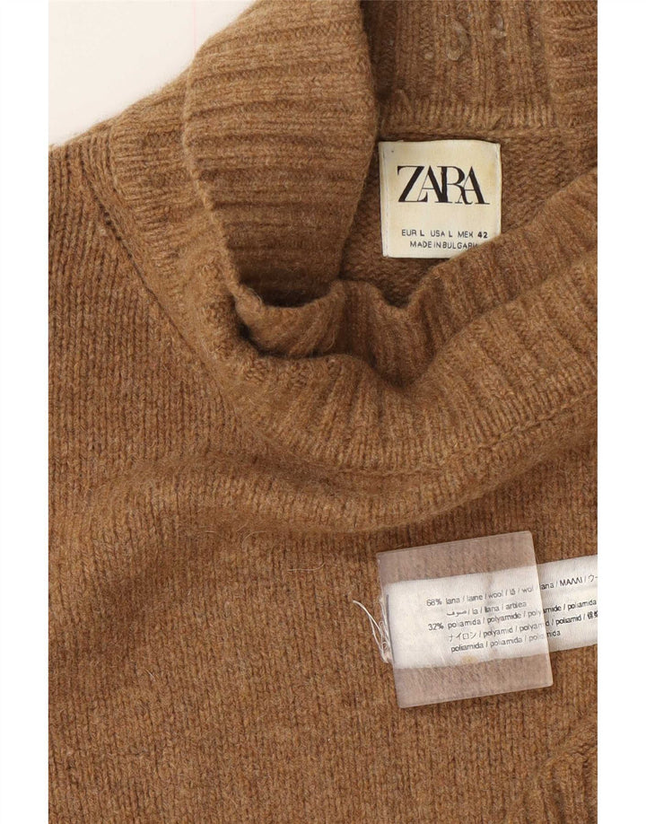 Zara Pull col roulé pour homme en laine beige Large