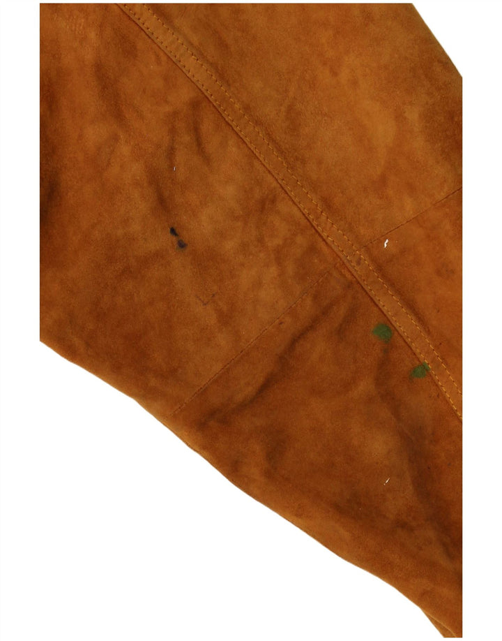veste en daim femme vintage UK 16 Grand Brun