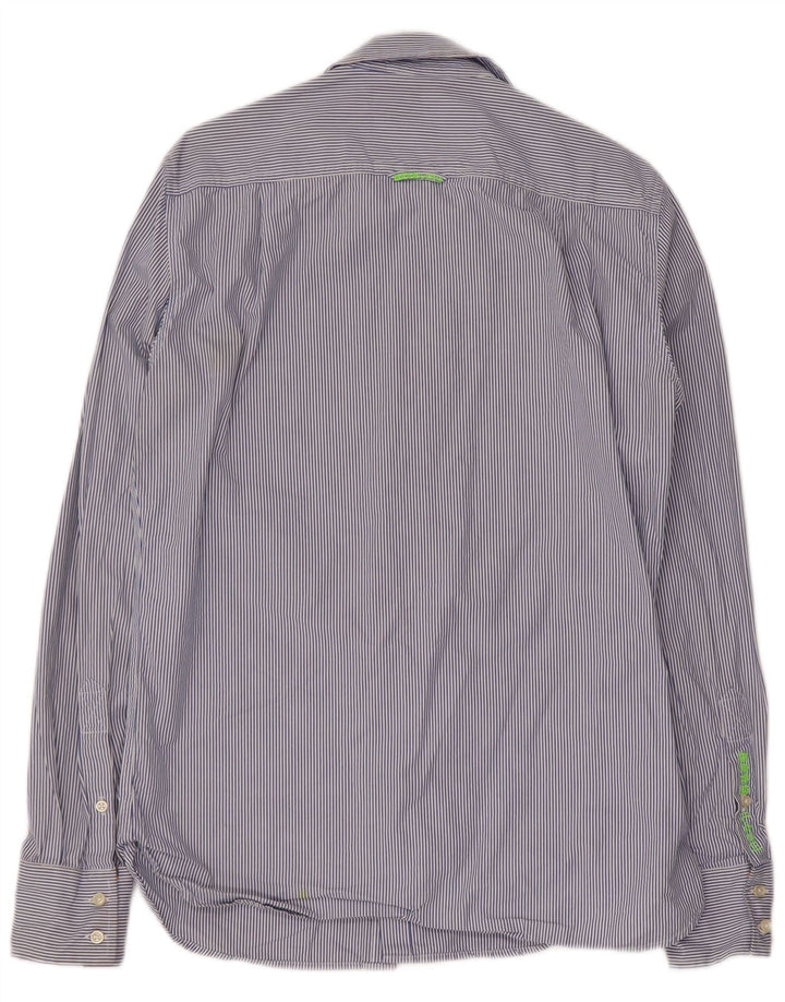 Superdry Chemise Homme Bleu Moyen En Coton À Fines Rayures