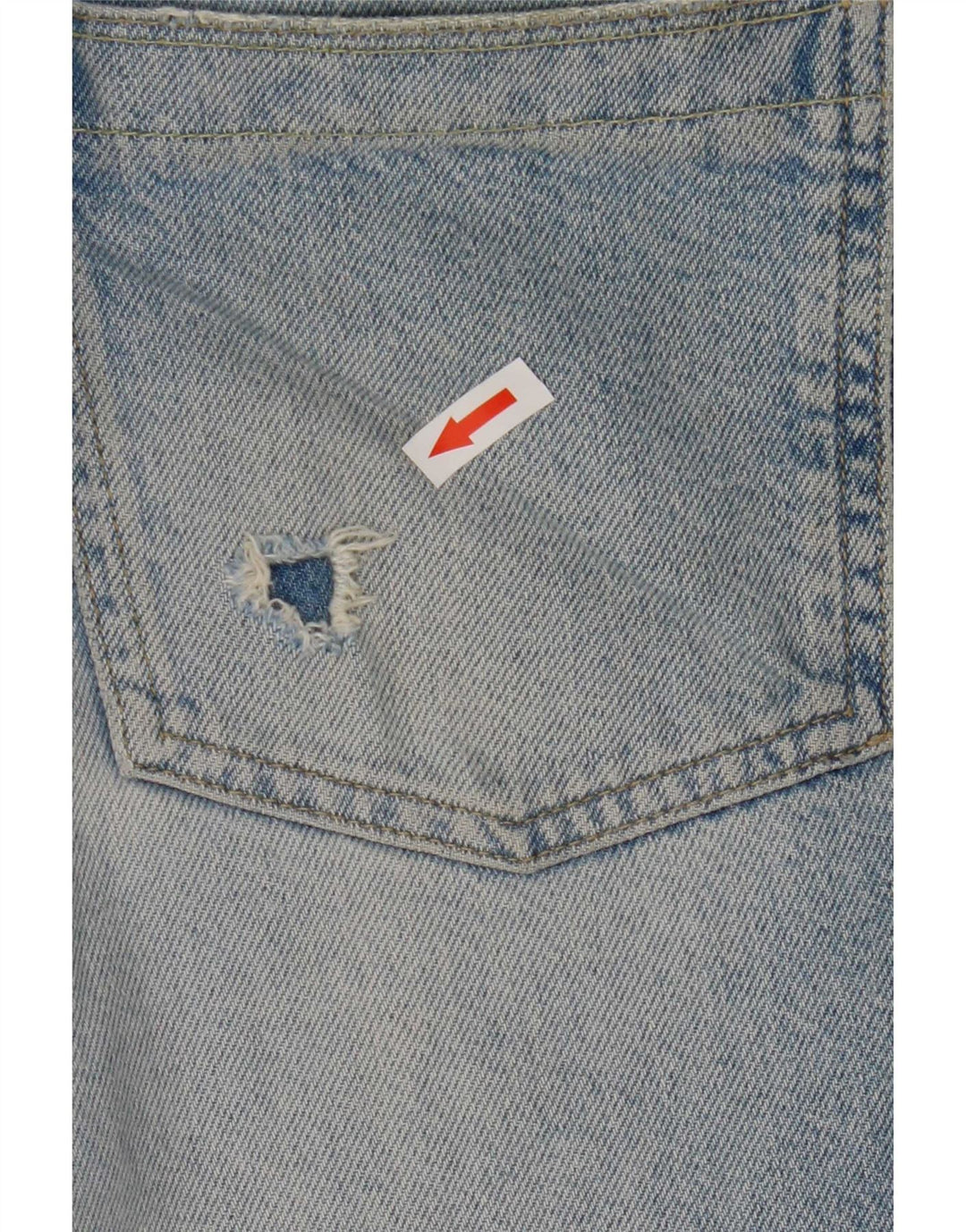 Reiss Femme Jean court effet vieilli W29 L26 Bleu Coton
