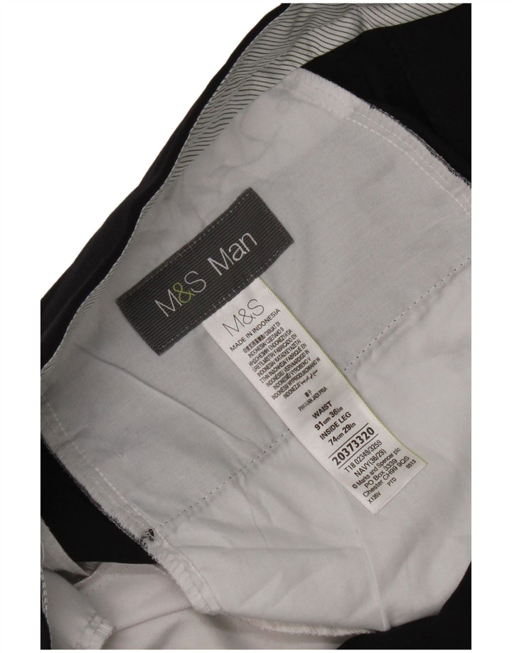 Marks & Spencer Pantalon Chino Pegged Homme W36 L29 Bleu Marine Classique