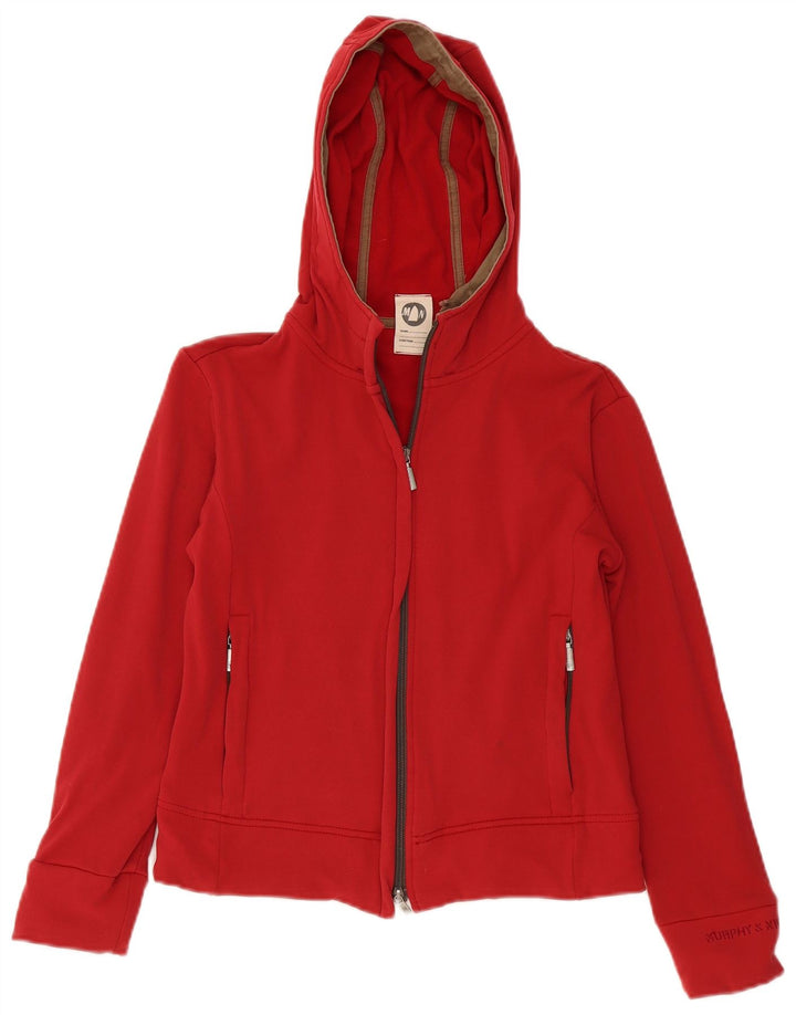 Murphy & Nye Pull à capuche court zippé pour femme UK 14 Rouge moyen
