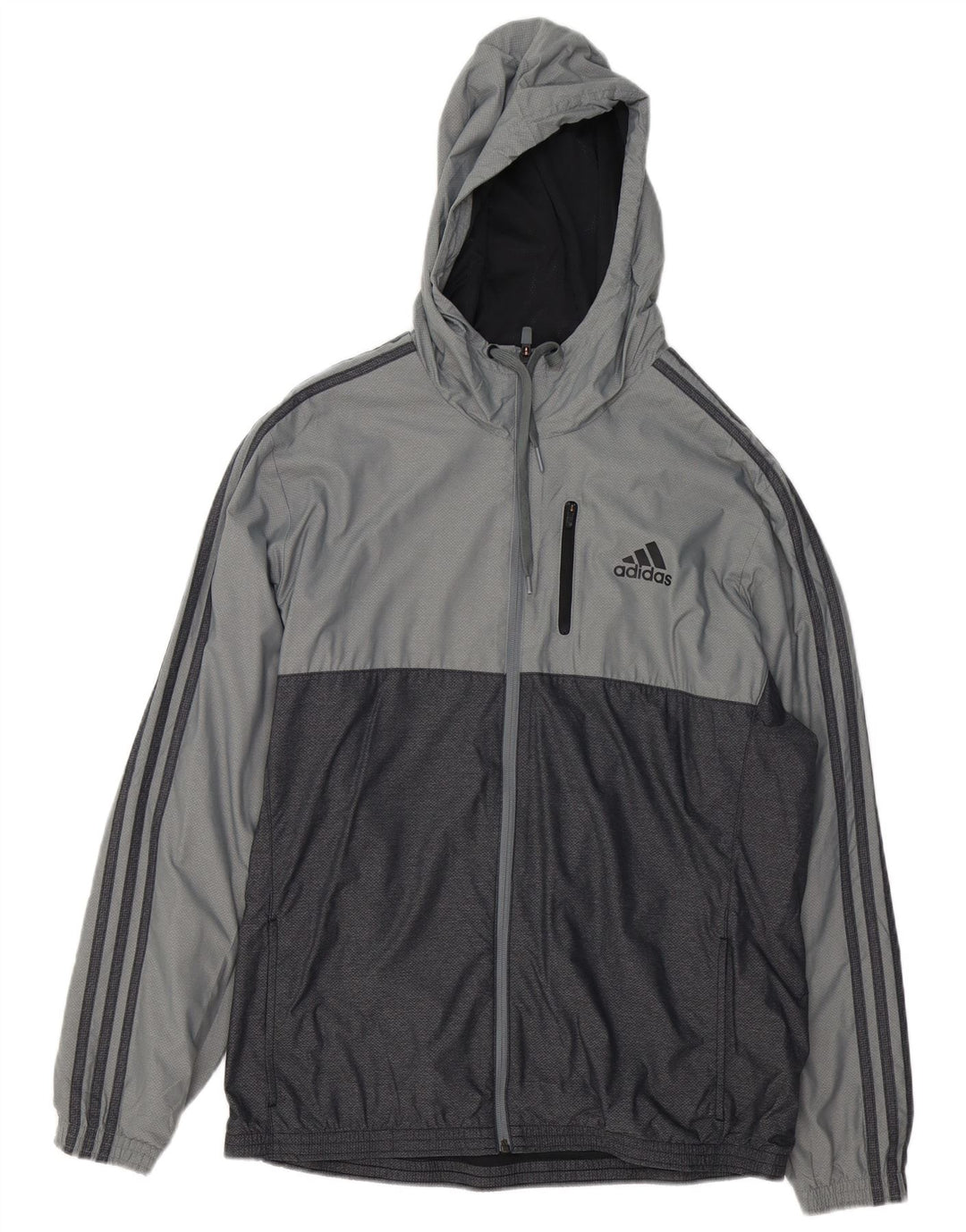 ADIDAS Veste de survêtement à capuche pour homme, grand, gris, color block, nylon
