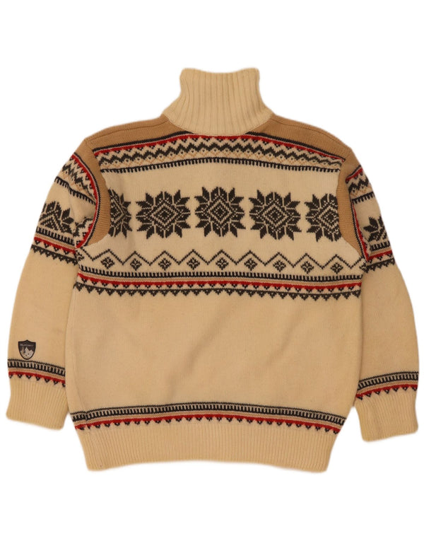 Kilkenny Pull à col zippé pour homme en laine Fair Isle beige