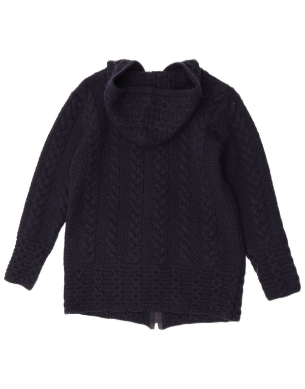 Aran Crafts Cardigan à capuche pour femme en laine mérinos Bleu marine Taille 6 XS