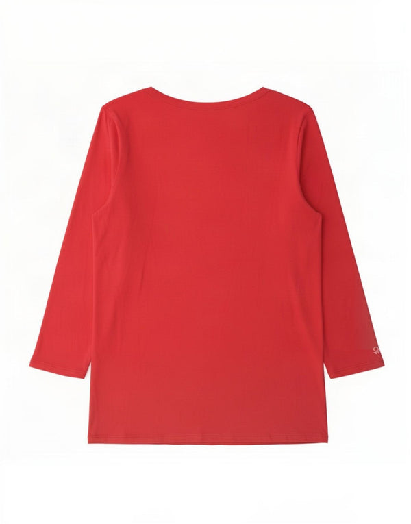 Benetton Haut À Manches Longues Pour Femme UK 12 Rose Moyen
