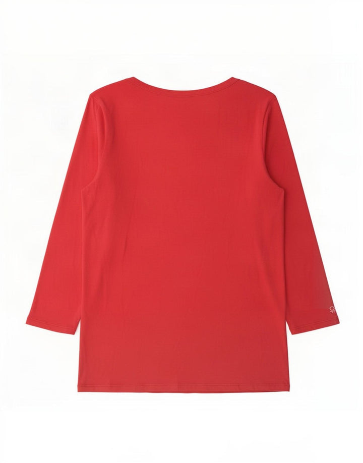 Benetton Haut À Manches Longues Pour Femme UK 12 Rose Moyen