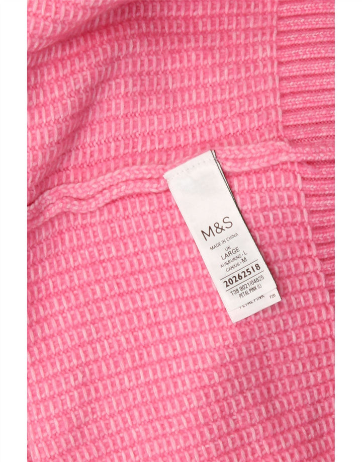 Marks & Spencer Pull col roulé pour femme UK 16 Large Rose Polyester