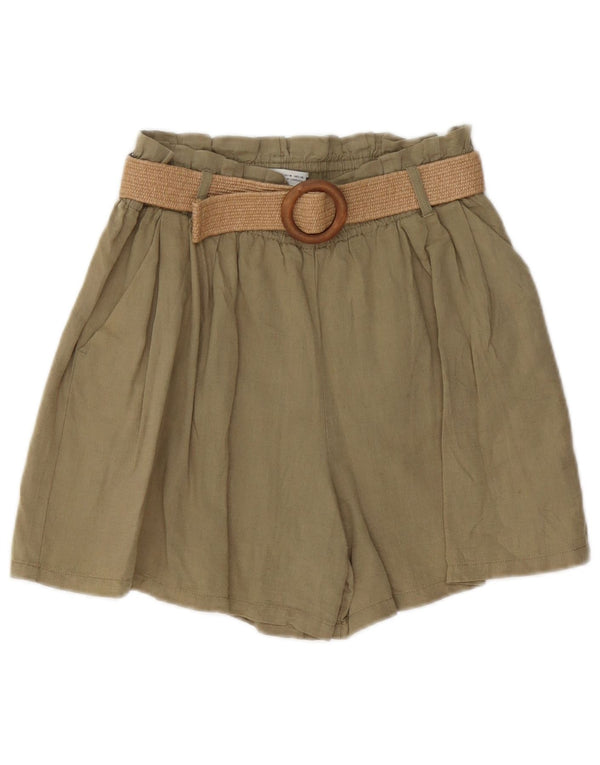 Zara Short Chino Taille Haute Femme Medium W30 Kaki Lin