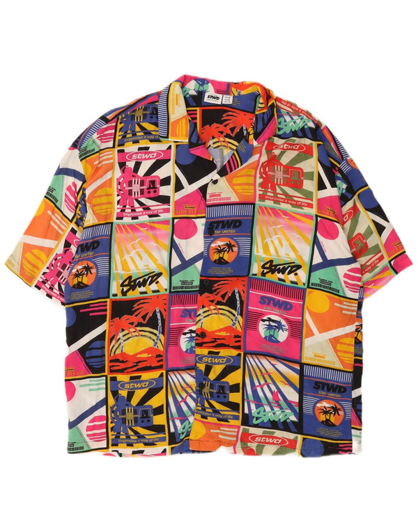 Pull & Bear Chemise Graphique STWD Homme Moyen Multicolore Patchwork Hawaïen