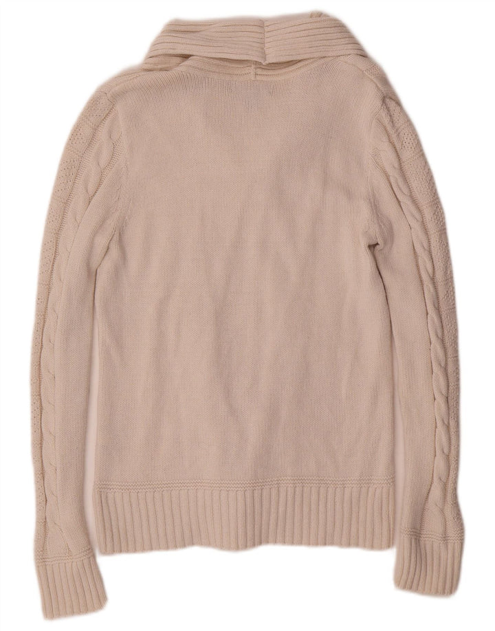 Chaps Pull à col châle pour femme UK 12 en coton blanc moyen