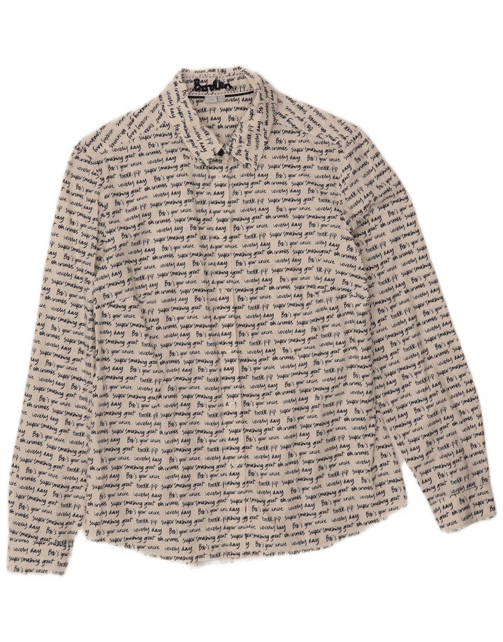 Chemise graphique Boden pour femme UK 10 Small Blanc Coton