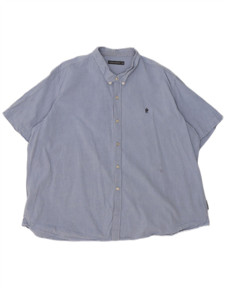French Connection Chemise à Manches Courtes Homme 2XL Bleu Coton