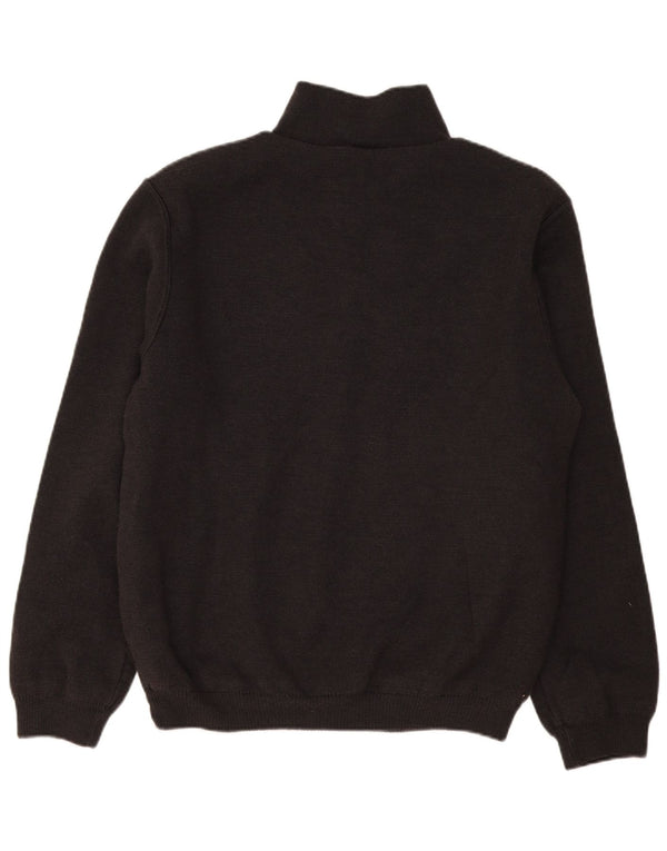 Vintage Mens Zip Neck Jumper Sweater Large Black Wool