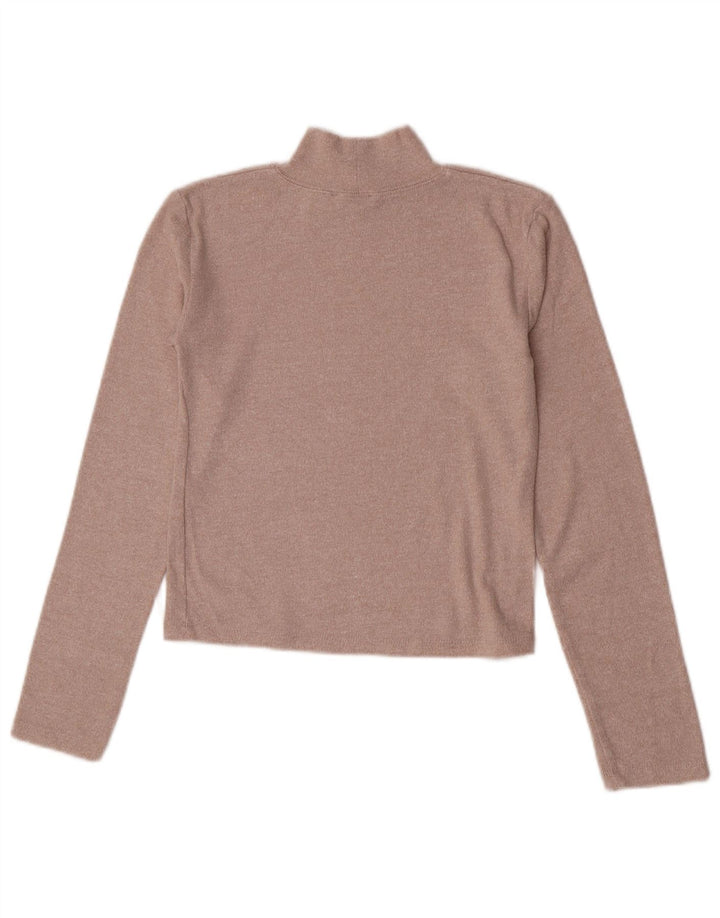 Zara Femme Crop Top Manches Longues UK 12 Beige Moyen