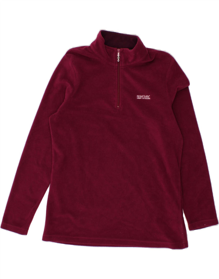 REGATTA Womens Zip Neck Fleece Jumper UK 14 Large   Maroon Polyester Vintage Regatta and Second-Hand Regatta from Messina Hembry 