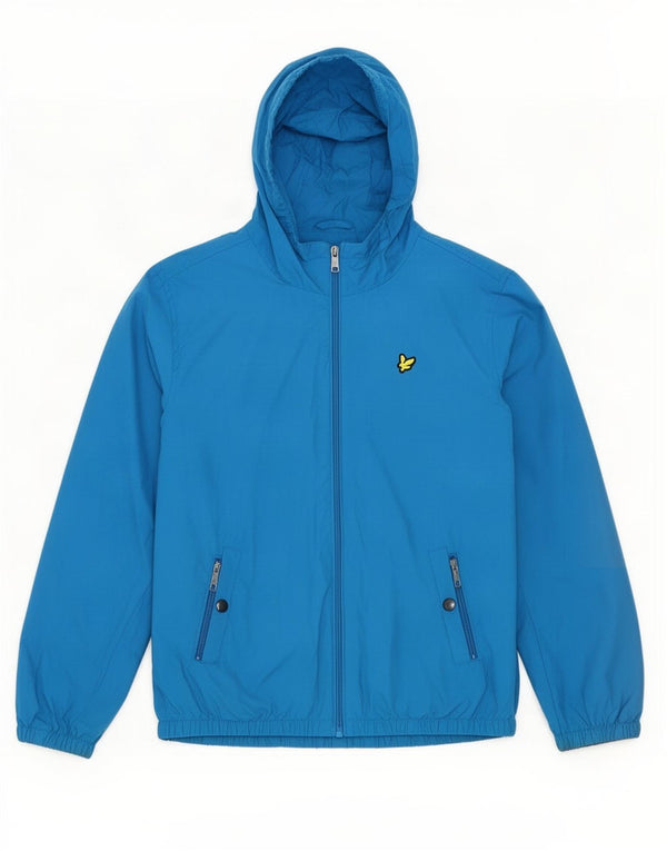 Lyle & Scott Veste de pluie à capuche pour garçon 12-13 ans Bleu Coton