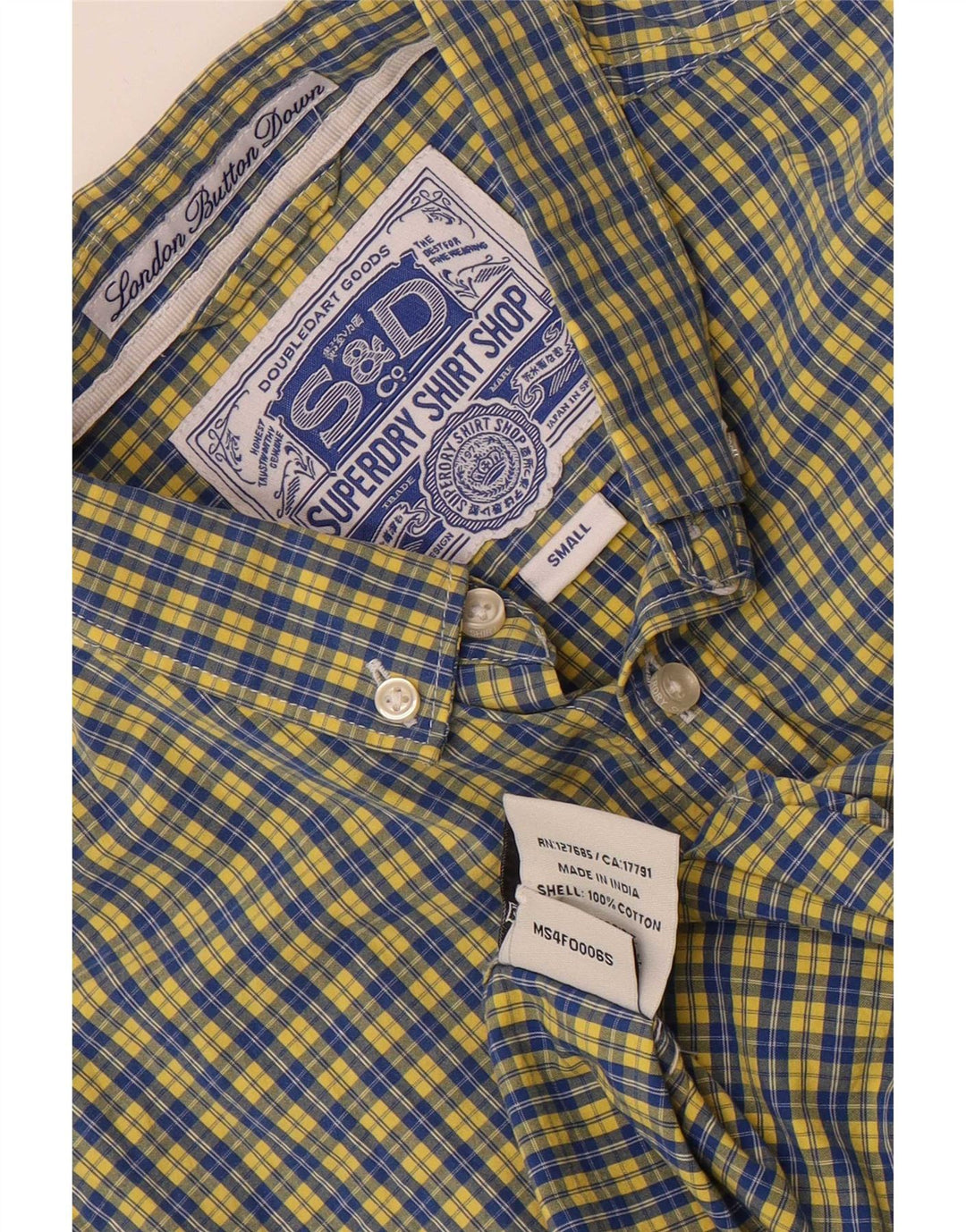 Superdry Chemise Homme Petit Carreau Bleu Coton