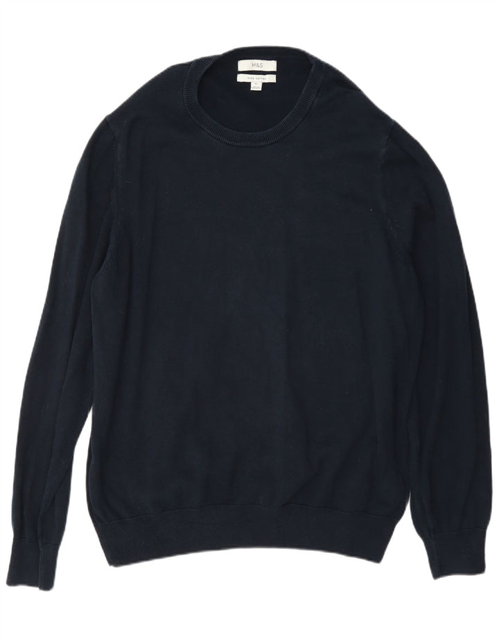 Marks & Spencer Pull à col rond pour homme XL Bleu marine classique
