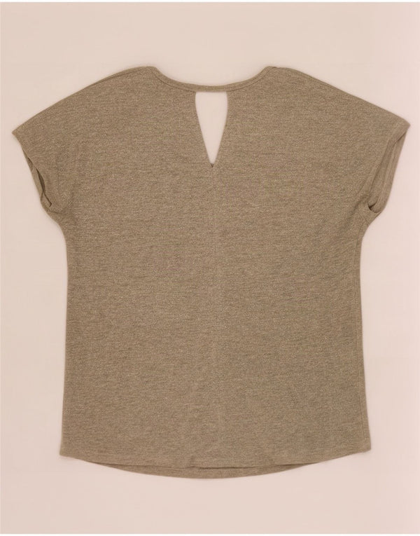 Massimo Dutti T-shirt surdimensionné pour femme UK 6 XS Beige Viscose