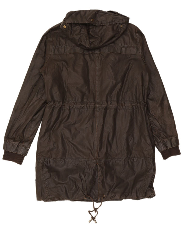 Marks & Spencer Veste à capuche en coton ciré pour femme UK 16 Large Marron Coton